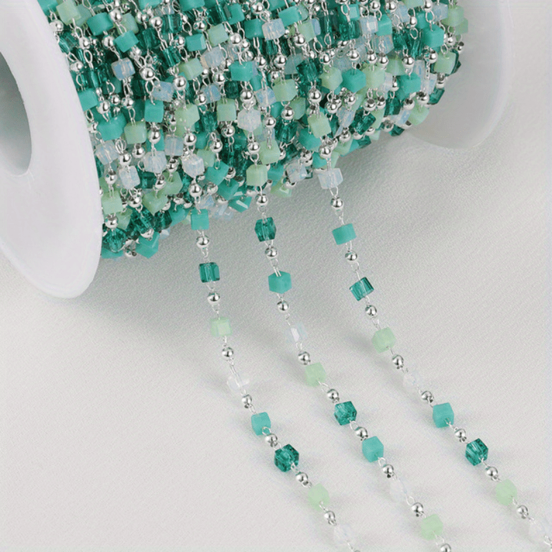 Boho Bead Chains for Necklace Choker DIY Green Beads