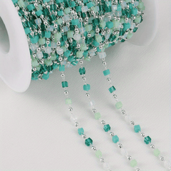 Boho Bead Chains for Necklace Choker DIY Green Beads