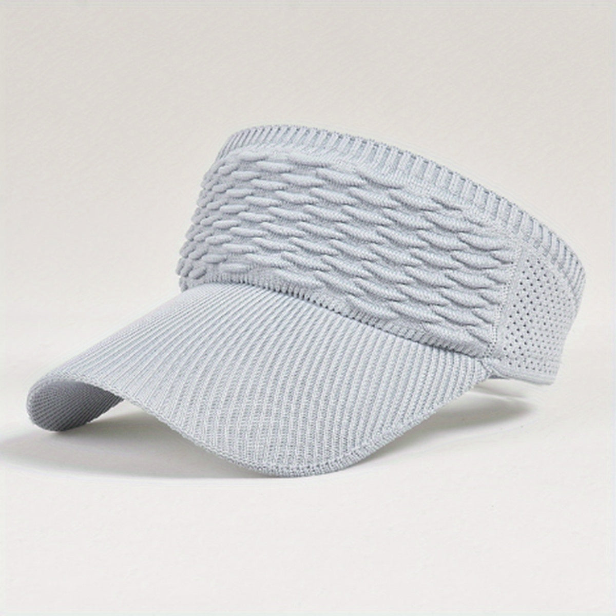 Adjustable Solid Visor Hat Lightweight Ruched Knitted Sun Hat