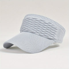 Adjustable Solid Visor Hat Lightweight Ruched Knitted Sun Hat