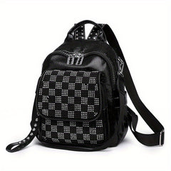 Sequins Backpack Purses Checkered Rhinestone Daypack Glitter Shoulder Bag