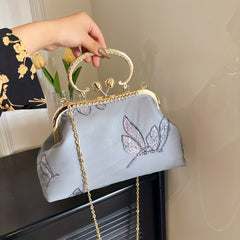Vintage Sequins Embroidery Evening Handbag Chain Crossbody Bag