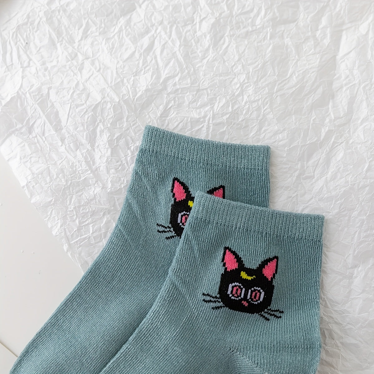 5 Pairs Cartoon Print Socks Comfy & Breathable Crew Socks Women's Stockings