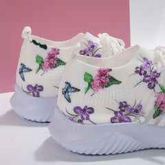 Floral Print Mesh Sports Shoes Lightweight Travel Shoes