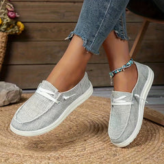 Women's Cow Printed Flat Loafers Lace Up Canvas Shoes