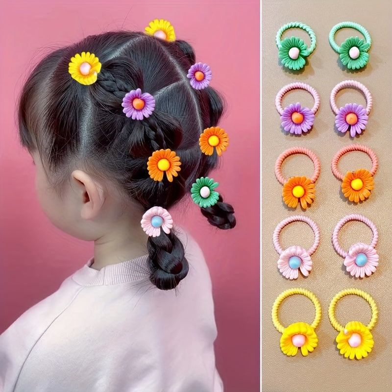 10pcs Flower Hair Ring High Elastic Headwear