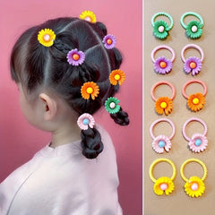 10pcs Flower Hair Ring High Elastic Headwear