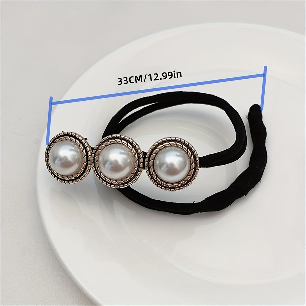 Flower & Pearl Hair Bun Maker Tie Wedding Hair Accessory