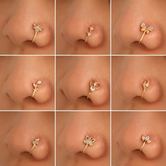 Men's Golden Nose Stud Set With Artificial Diamonds Party Gift