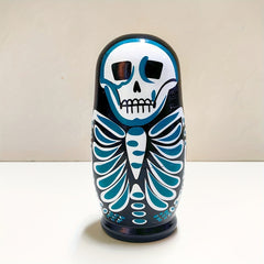Skull Pattern Wooden Doll Figurine Nesting Doll