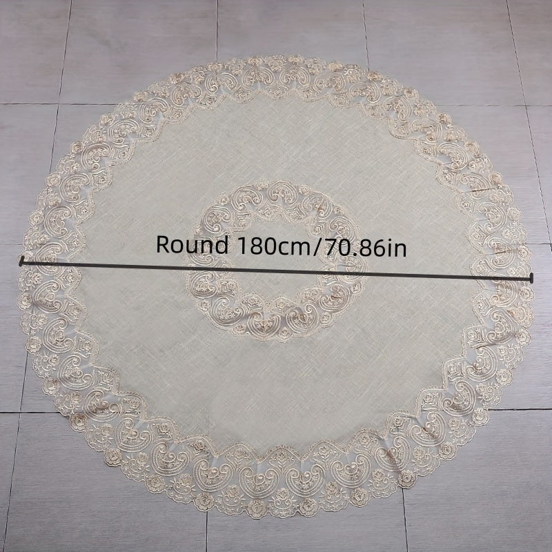 Embroidery Lace Round Tablecloth Bohemian Style Coffee Table Cloth
