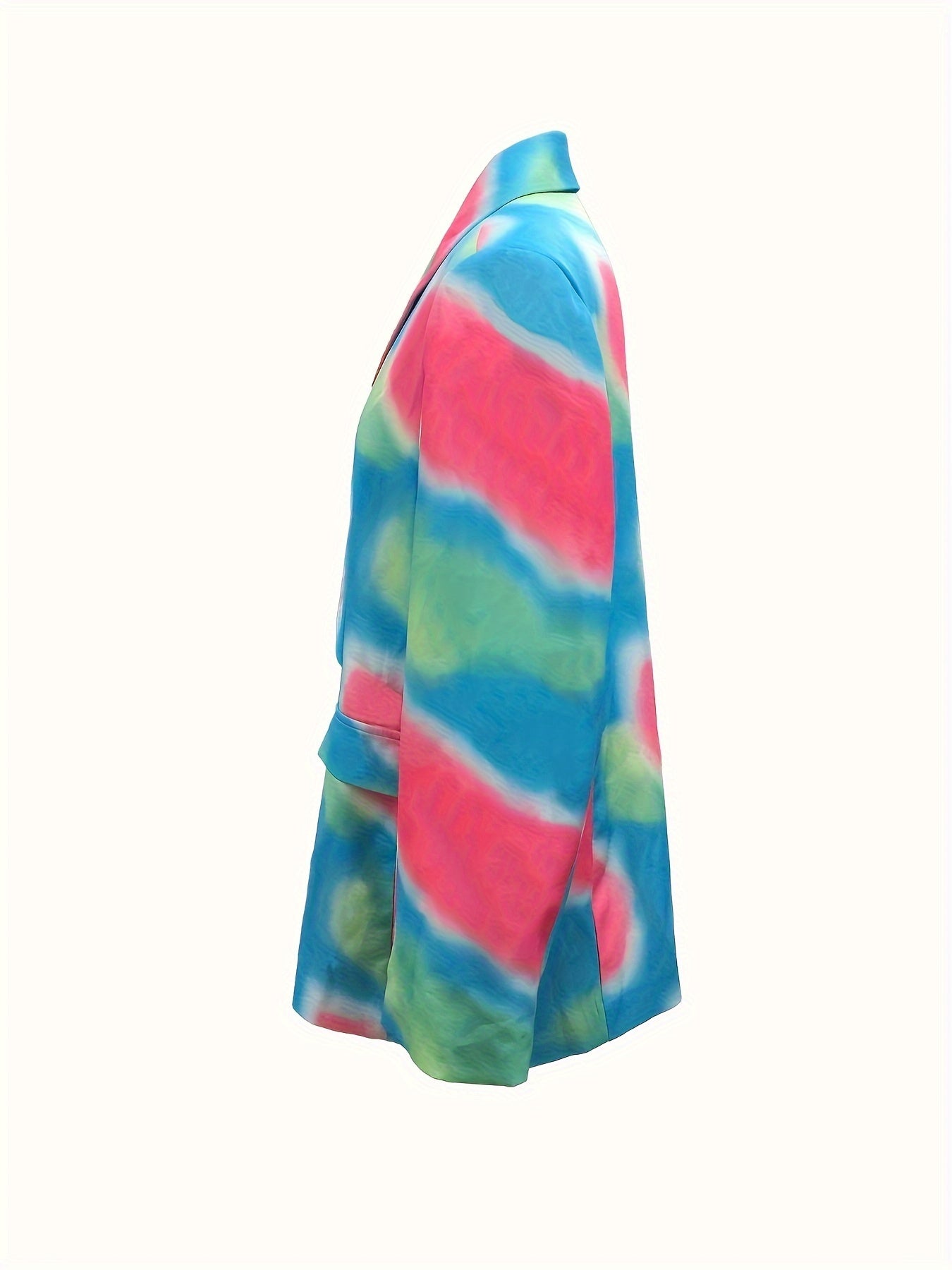 Women's Plus Tie Dye Long Sleeve Double Breast Button Blazer