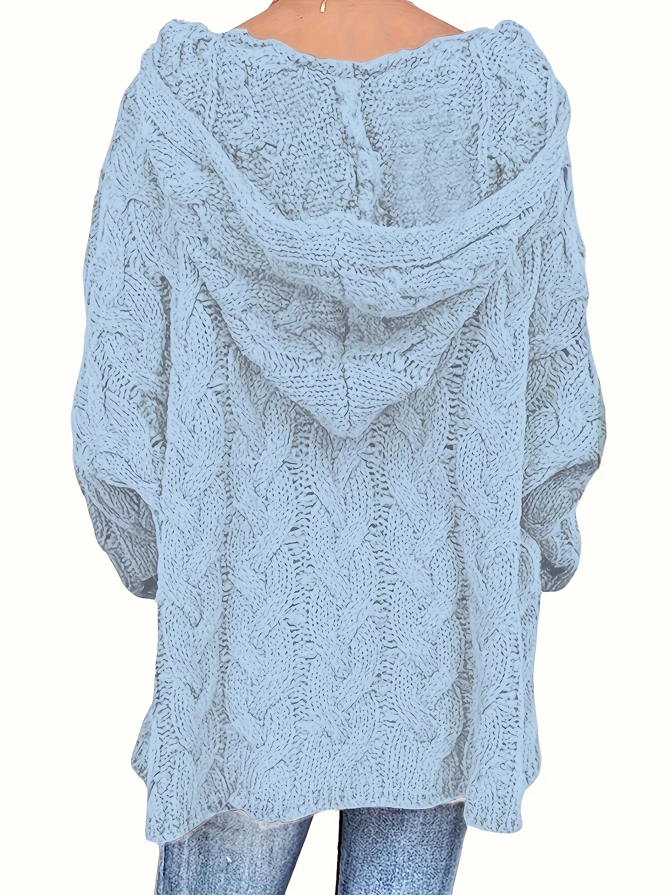  Casual Sweater Women's Solid Hooded Knitted Pullover Jumper