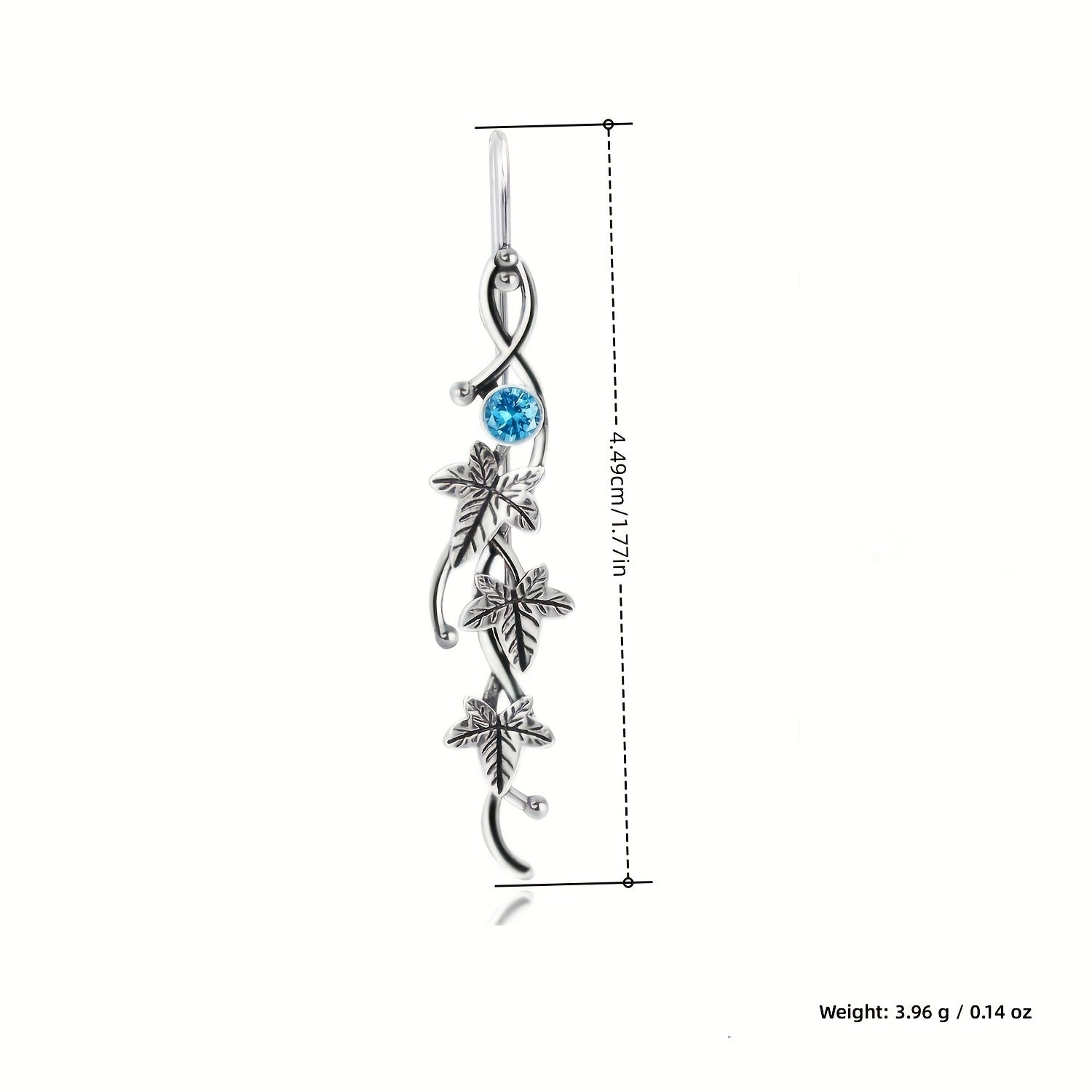 Men's Silver Leaf Dangle Earrings with Colorful Gemstones