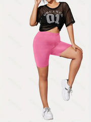  Solid Stretch Skinny Fit Biker Shorts