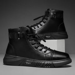 Men's Lace-up Elevator Ankle Boots with Side Zipper