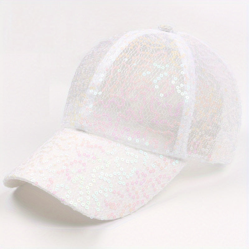 Glitter Trucker Hat Sequin Baseball Cap Lightweight Sunscreen Dad Hat