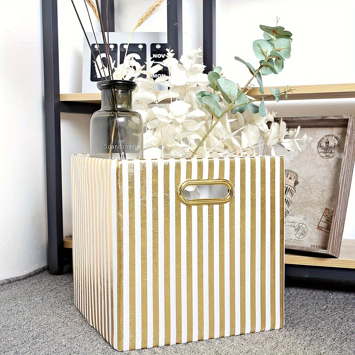 2pcs Non-woven Storage Box Metal Handle For Finishing Clothes Toys Sundries