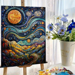 Starry Night Scene 40 64x50 Acrylic Painting Kit Frameless Beginner Friendly