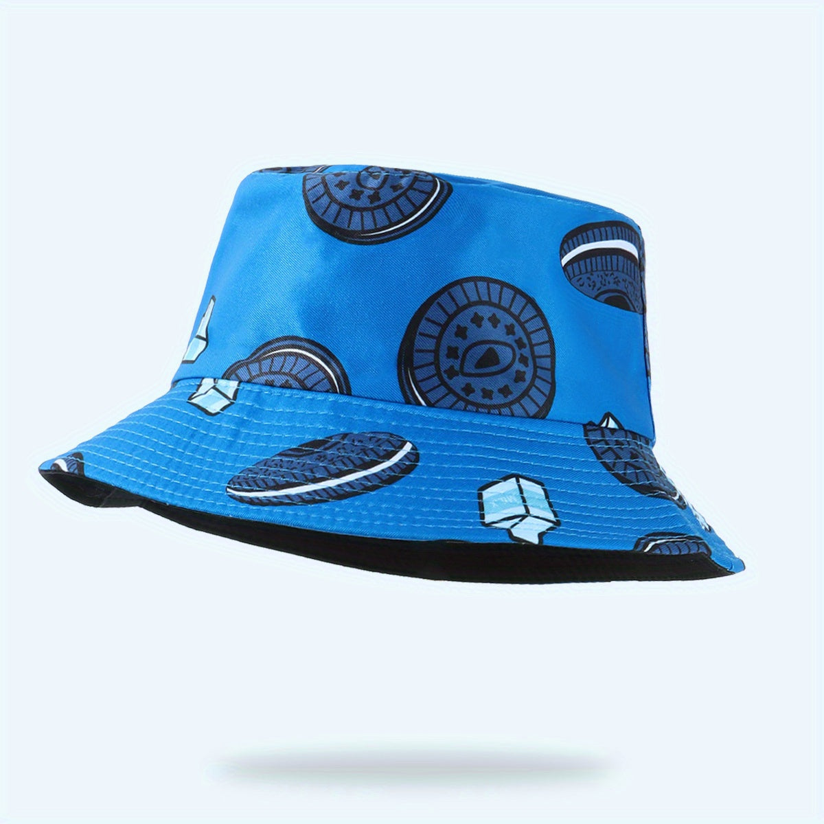 Reversible Biscuit Print Bucket Hat Casual Sun Hat Unisex Travel Beach Hats