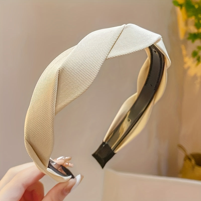 Braided Fabric Headband French Hairband Vintage Style Solid Hair Accessories