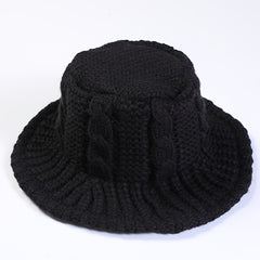 Cable Pattern Coldproof Thermal Women Knit Bucket Hat