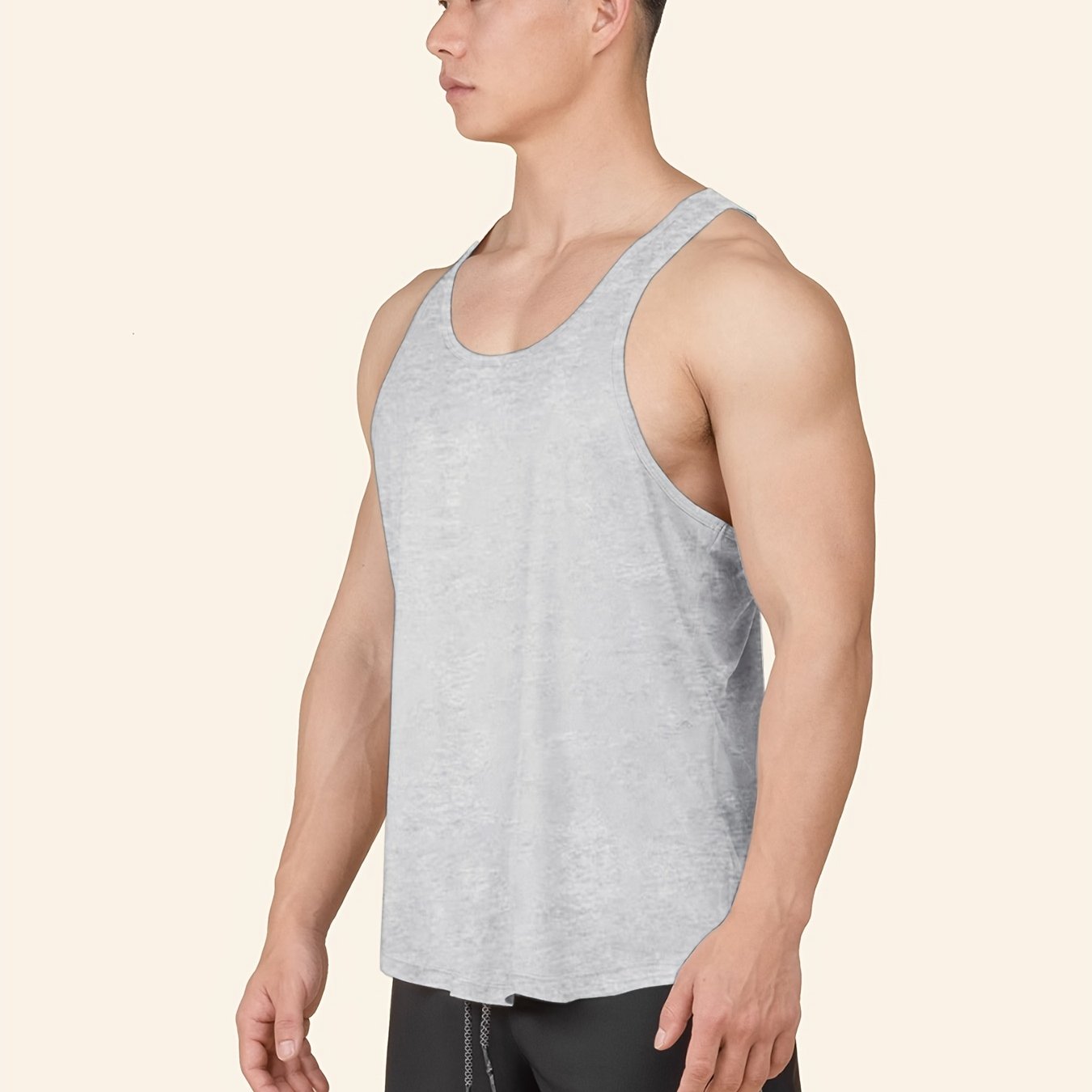 Men's Solid Tank Top Quick Dry Stretch Sleeveless Shirt