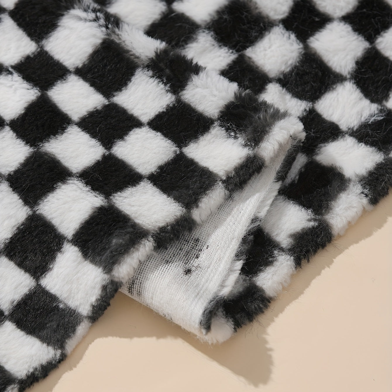 Rabbit Fur Checkerboard Plush Soft Comfortable Hat Shoes Pillow Bag Toy