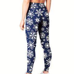 Christmas Snowflake High Waist Yoga Leggings for Women