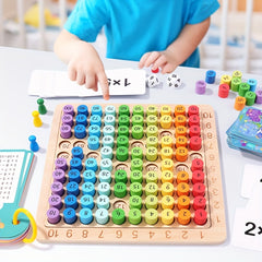 Wooden Multiplication Board Game Educational Math Toy 1-100 Colorful Grid