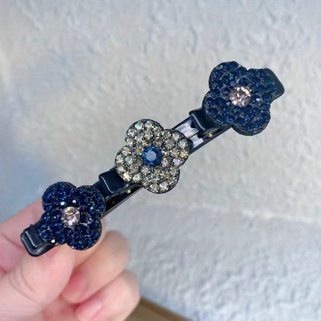Rhinestone Flowers Hair Clips for Girls