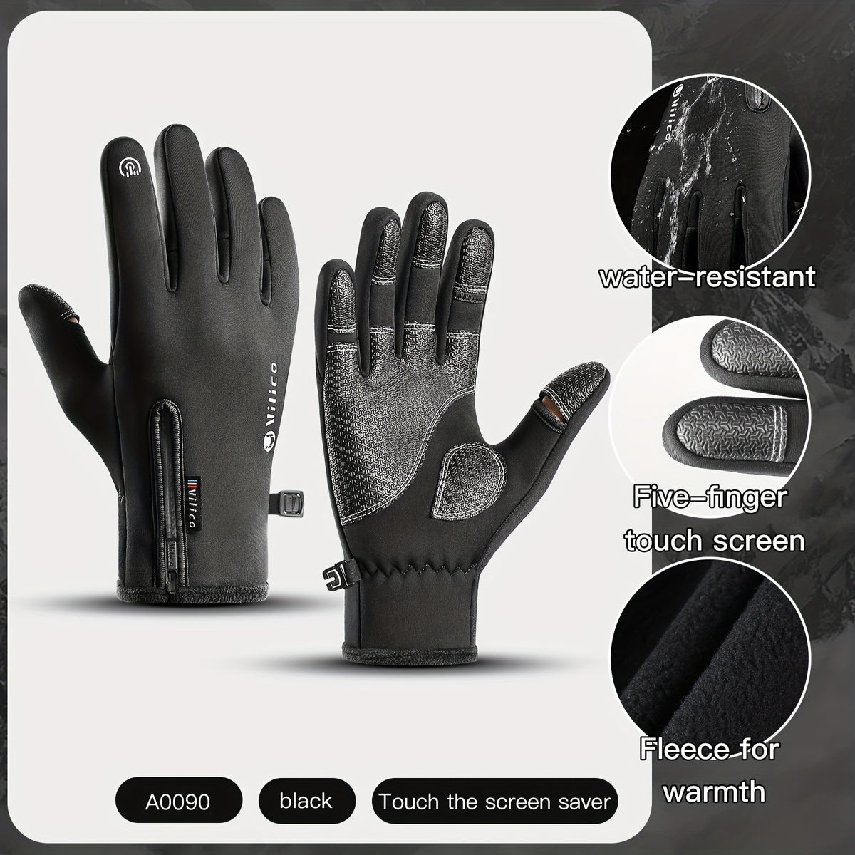 Outdoor Cycling Fishing Gloves Velvet Lined Warm Waterproof Windproof Gloves