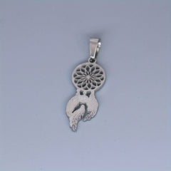 Stainless Steel Dream Catcher Feather Charm Pendant Necklace For Man