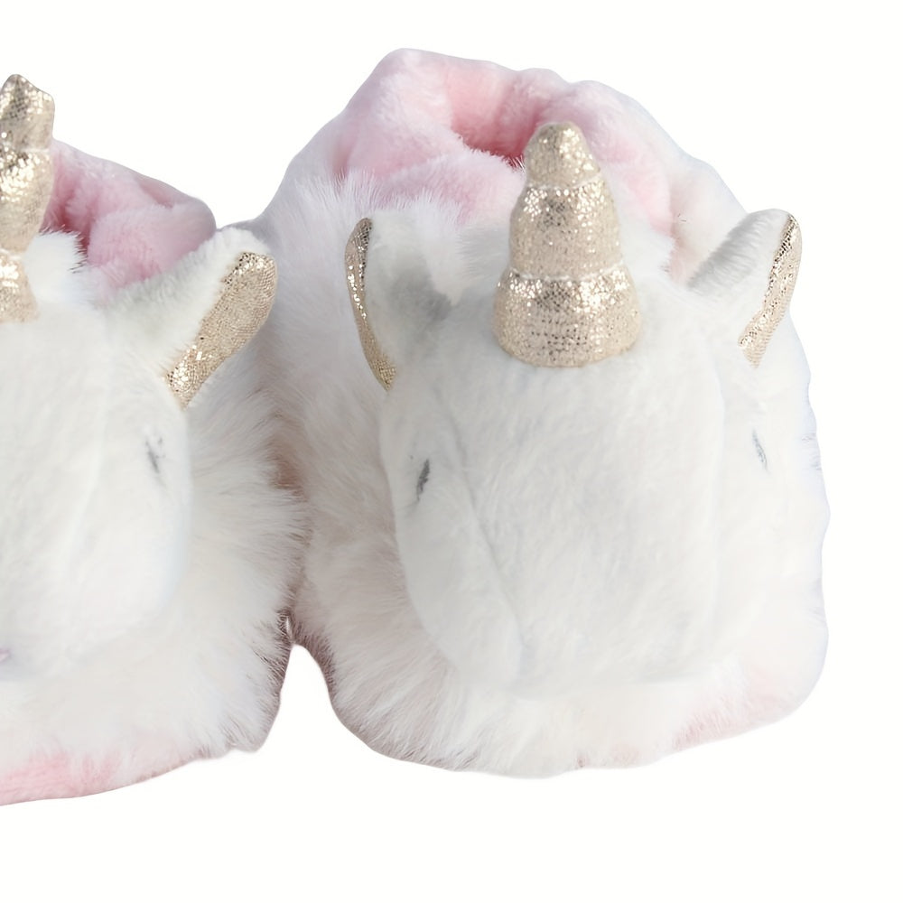 Unicorn Soft Plush Cozy House Slippers for Baby Girls