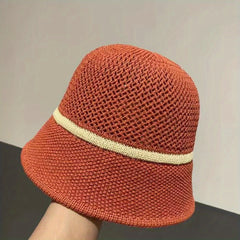 Breathable Crochet Sun Hat Casual Outdoor Bucket Hat for Women