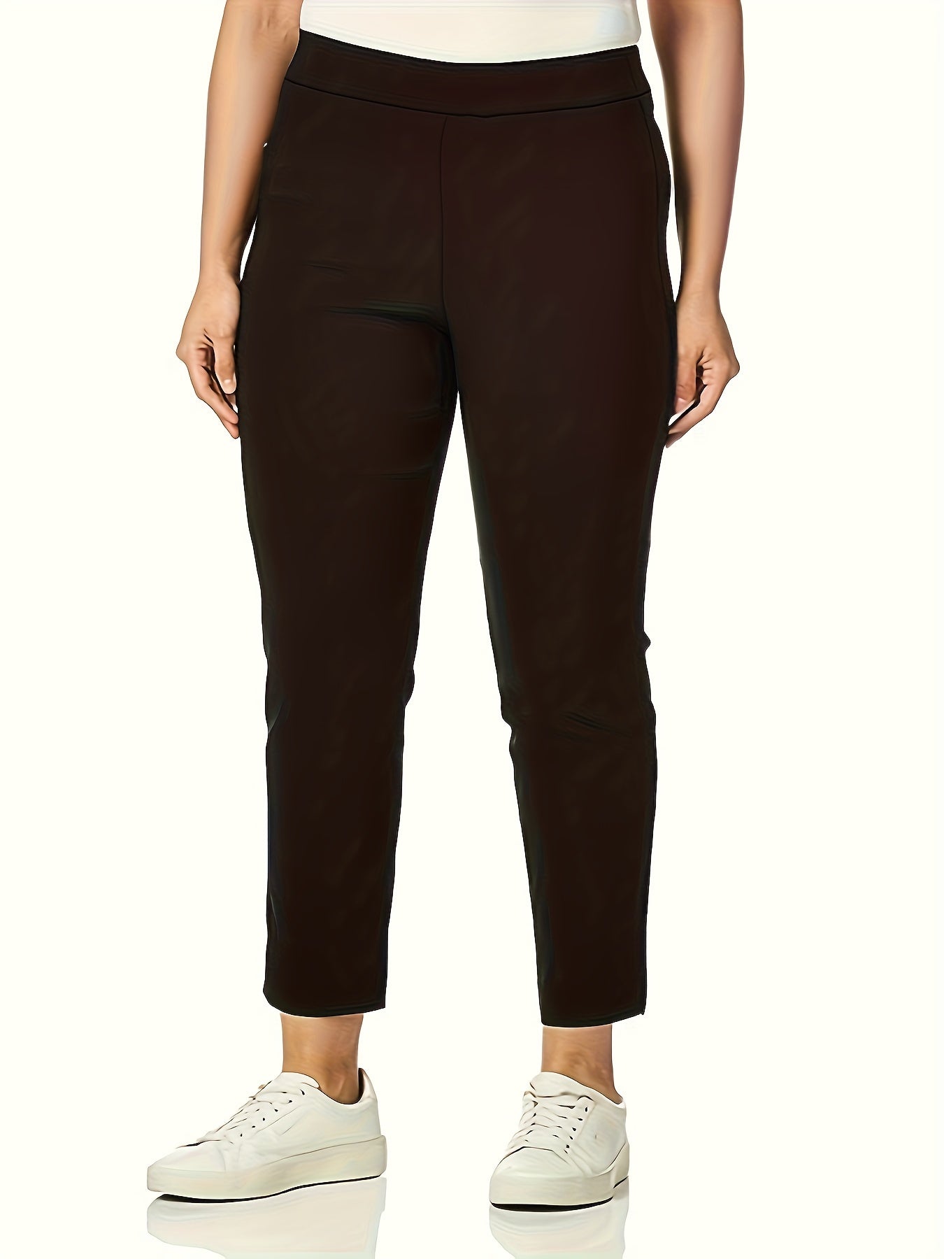  Casual Pants Elastic High Rise Tapered Leg Trousers