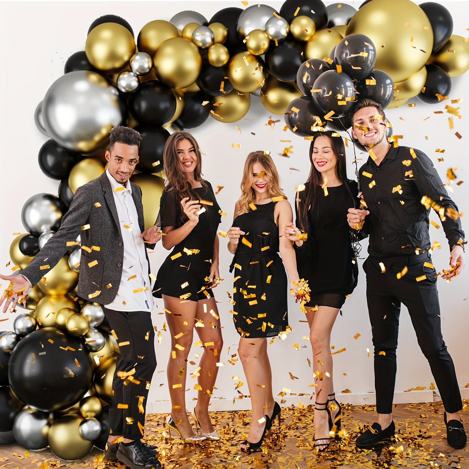 124pcs Golden And Silvery Balloons Garland Arch Kit for Party Decorations