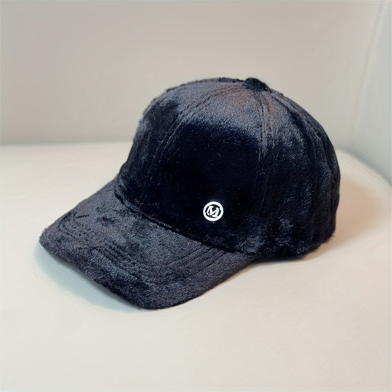 Iron M Label Baseball Cap Solid Warm Plush Sun Hat Thickened Lightweight