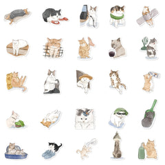 53pcs Cute Orange Cat Stickers for Laptops & Phones