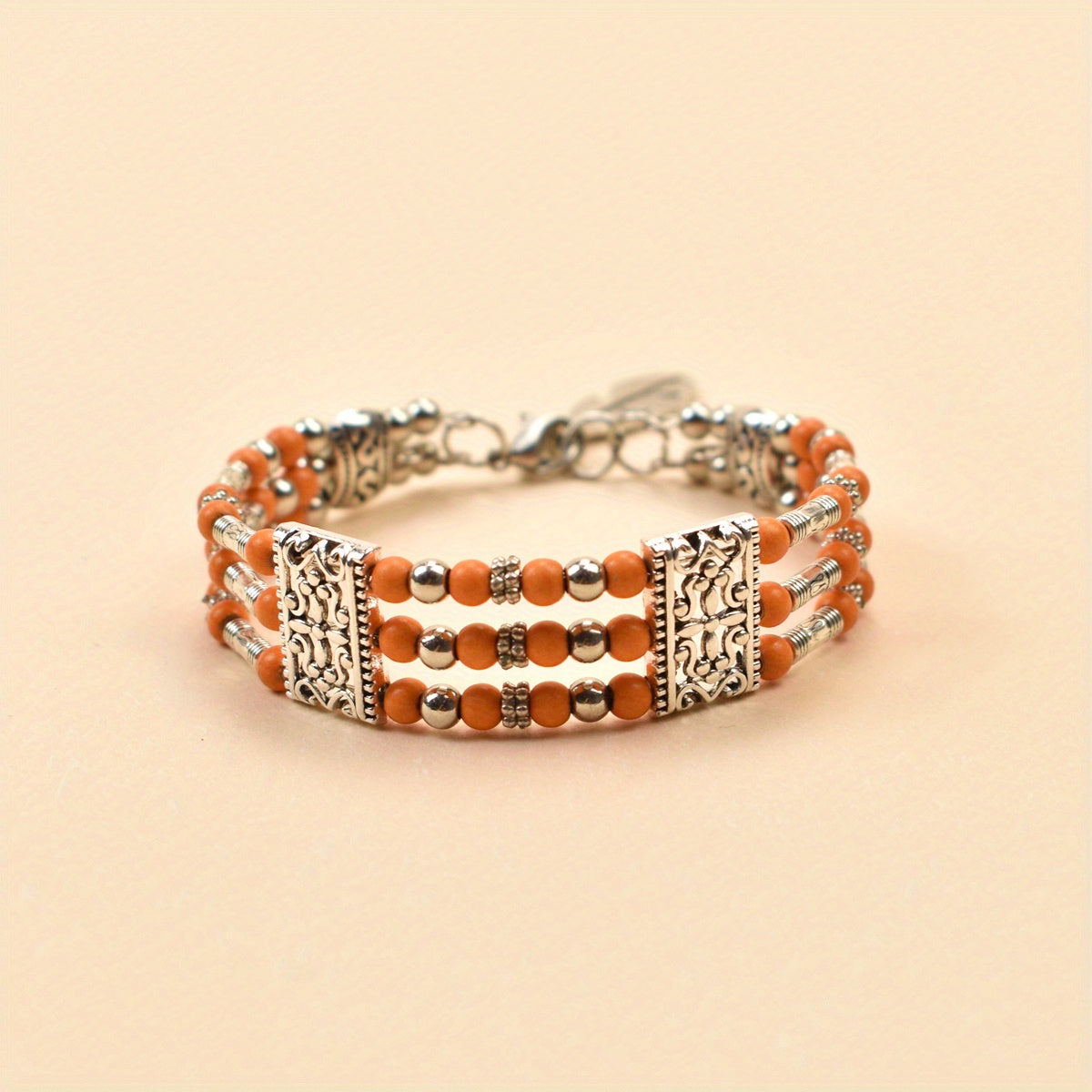 Boho Beaded Bracelet Feather Pendant Hand Jewelry