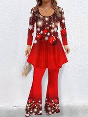  Christmas Bauble Print Top & Pants Outfit Set
