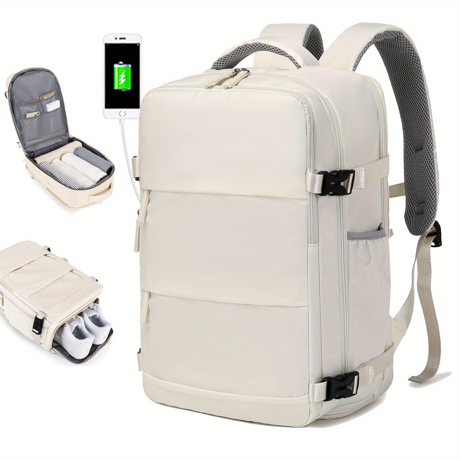 Large Travel Backpack Lightweight Laptop Daypack Shoe Compartment