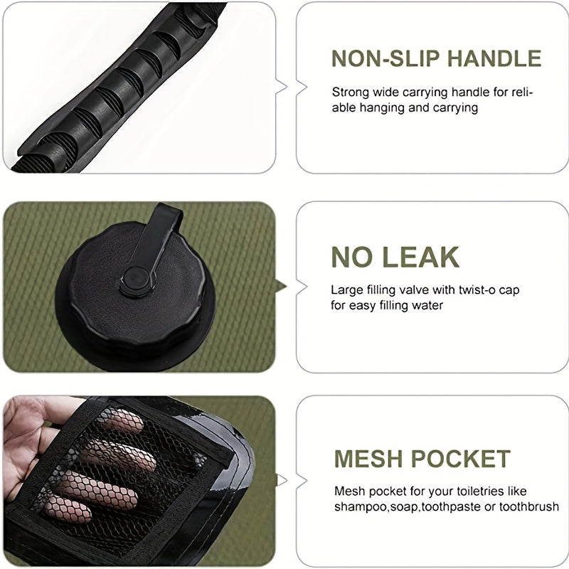 5 Gallon Solar Heated Camping Shower Bag Portable Bath Bag with Removable Hose