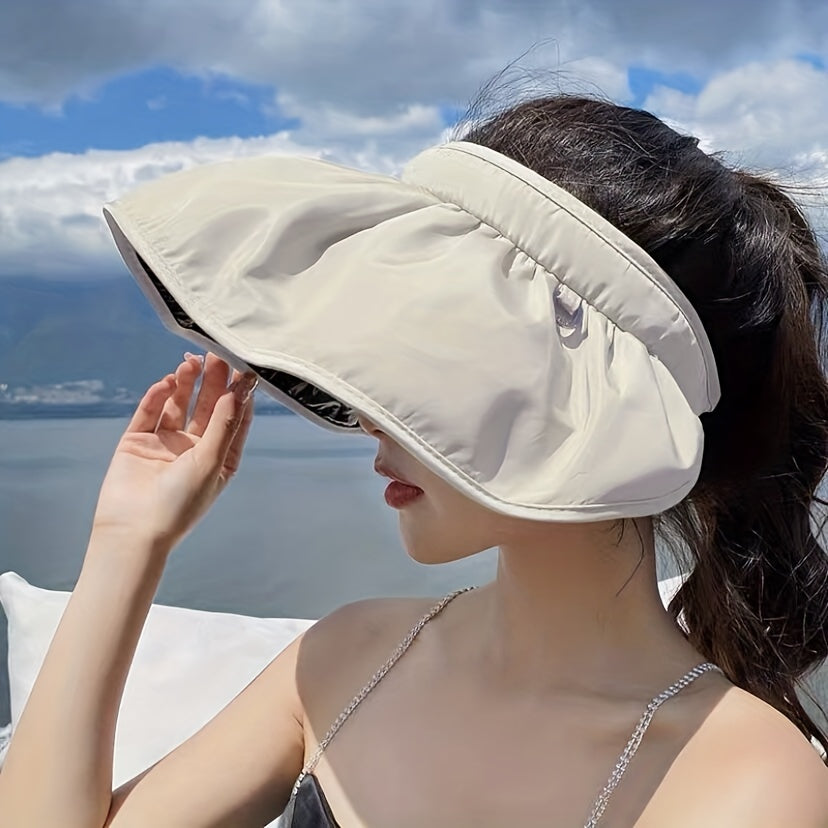 Wide Brim Shell Visor Hat Sun Hat UV Protection Travel Beach Hat