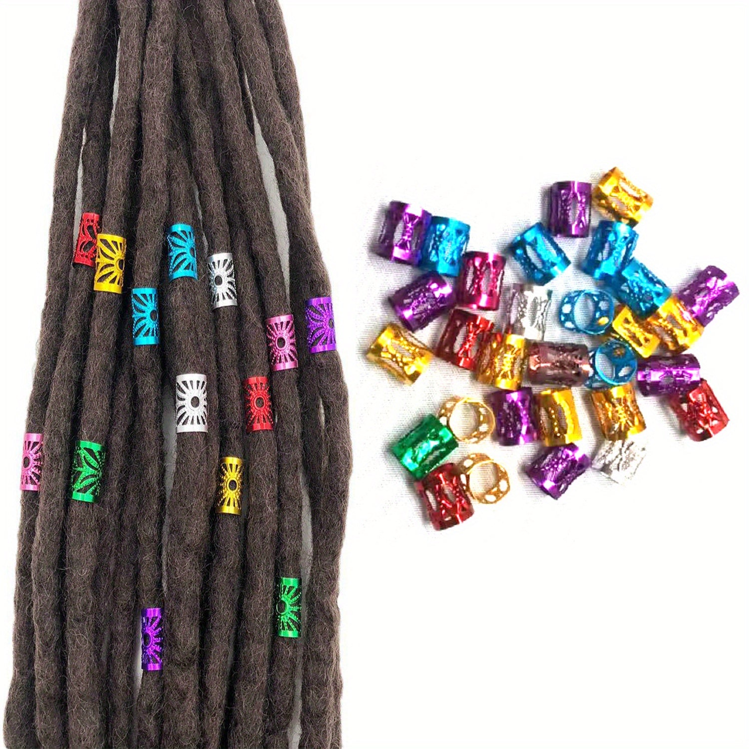 Colorful Dreadlock Hair Ring Metal Hair Styling Accessories