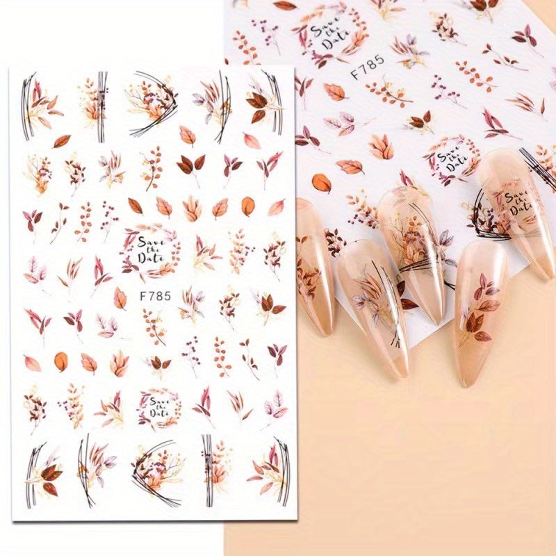 Flower Leaf Nail Art Stickers Self-adhesive Decorations