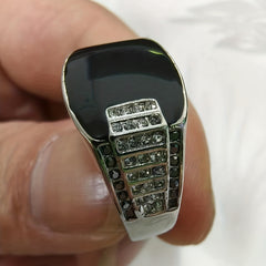 Men's Oil Drip Zircon Ring - Business Engagement Gift