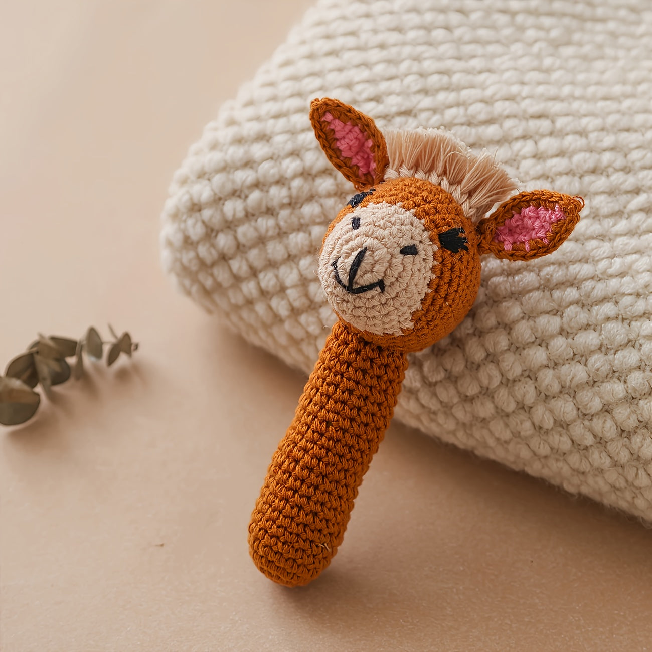 Crochet Giraffe Plush Toy with Bell Sensory Stimulation Gift