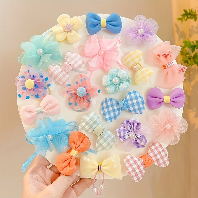 10pcs Flower Bowknot Hair Clips Fabric Barrette Sweet Hair Accessories