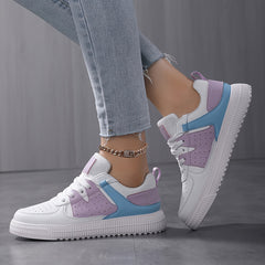 Women's Block Round Toe Skate Shoes Lightweight Comfortable Sneakers